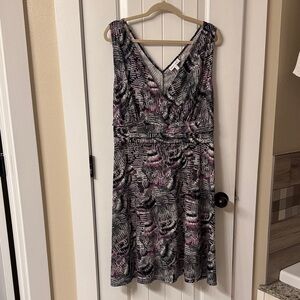 Fashion Bug Black and Pink Midi Dress